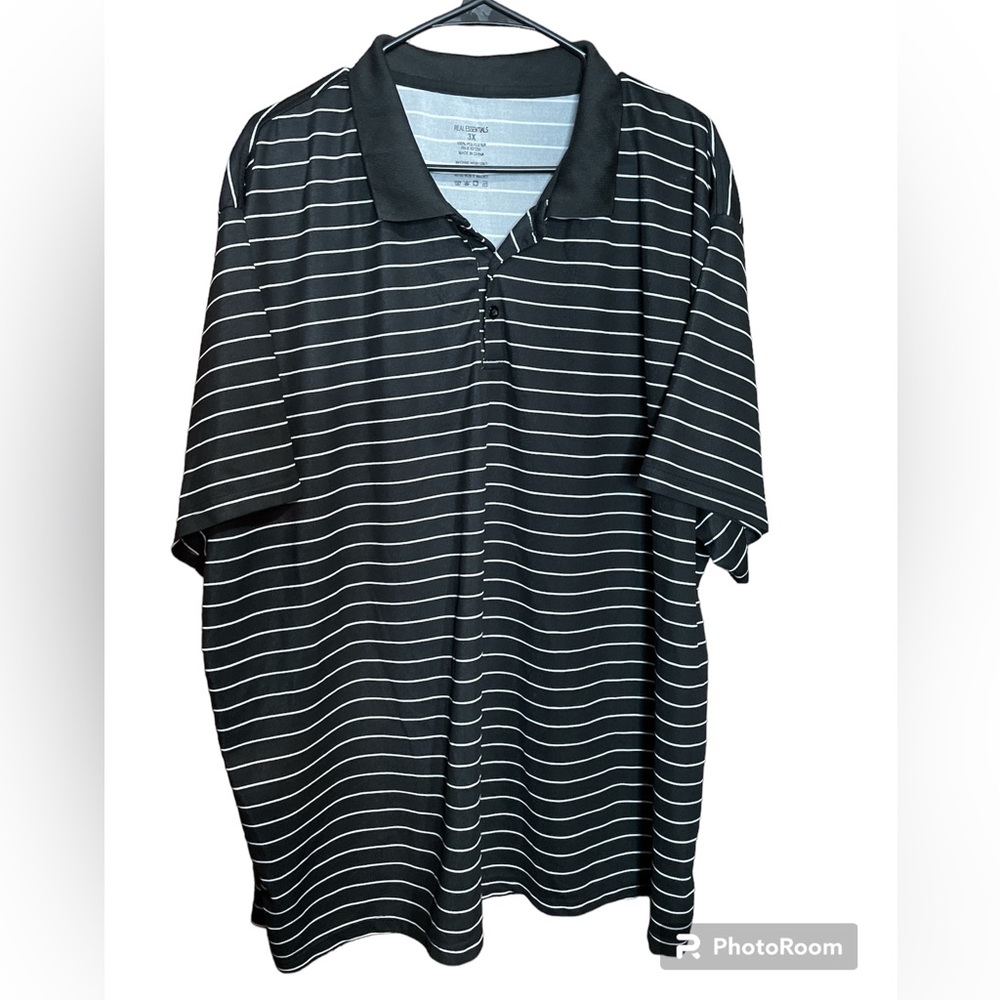 Real Essentials Mens Striped Polo Shirt